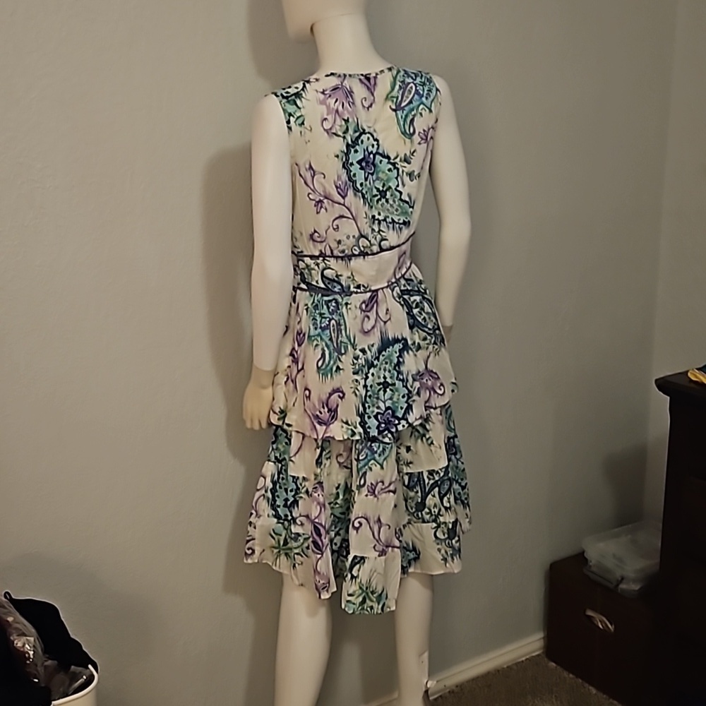 VTG CENTRAL FALLS Project X Floral Paisley Sleeveless Split Neck Tier Skirt Set - Picture 10 of 12